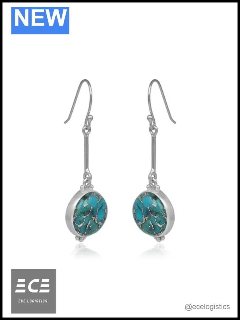 925 Sterling Silver Turquoise Dangle Drop Earrings for Women Boho Gift